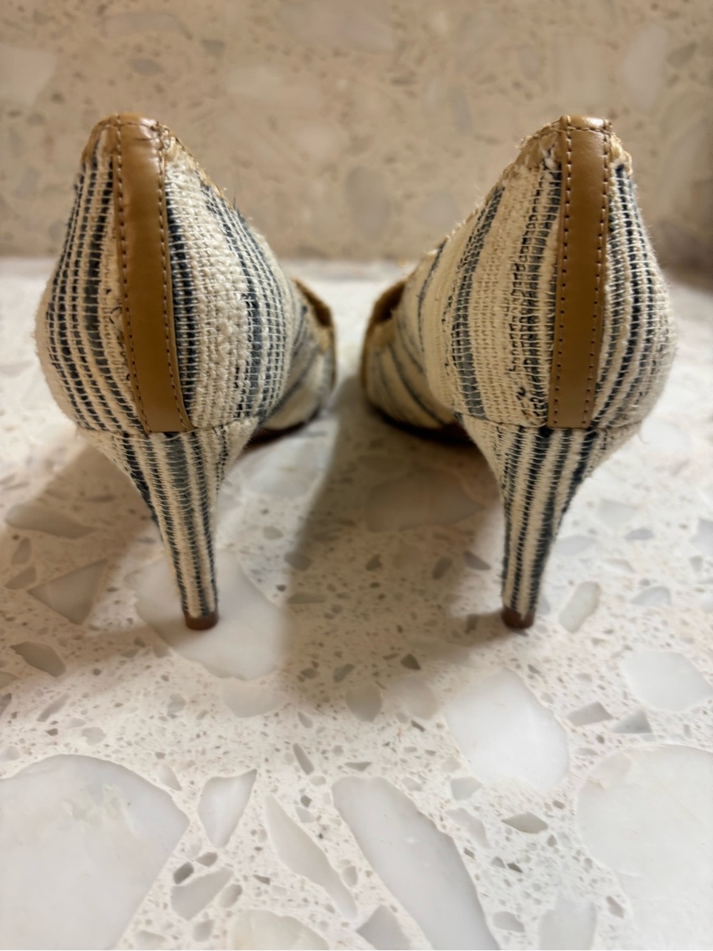 Tory Burch Beige Striped Raffia Pointed-Toe Flats - Picture 5 of 12